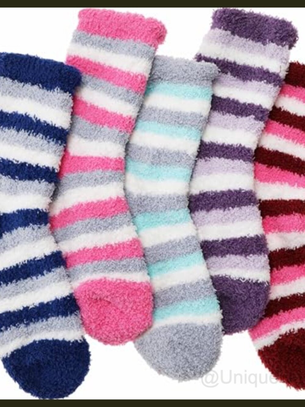 Fuzzy Fleece Slipper Socks Cozy Winter Striped Warm Cabin Socks